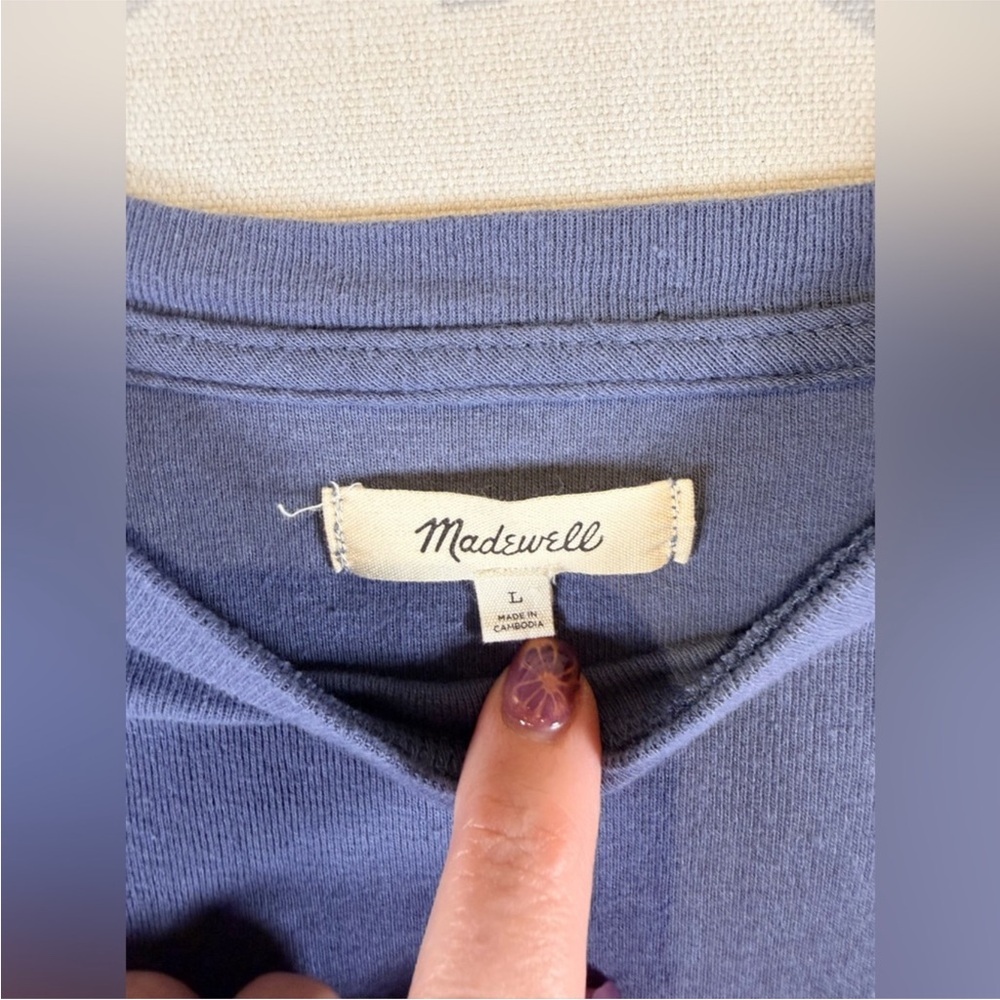 Madewell Day In The Sun Graphic Tee Womens L Blue Smooth Sailing Crop Top - Picture 4 of 8
